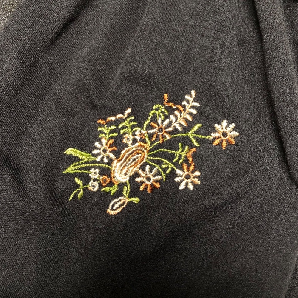 Vintage 70s Montgomery Ward & Co. Young & Now Black Sheer Embroidered Dress - Picture 11 of 12